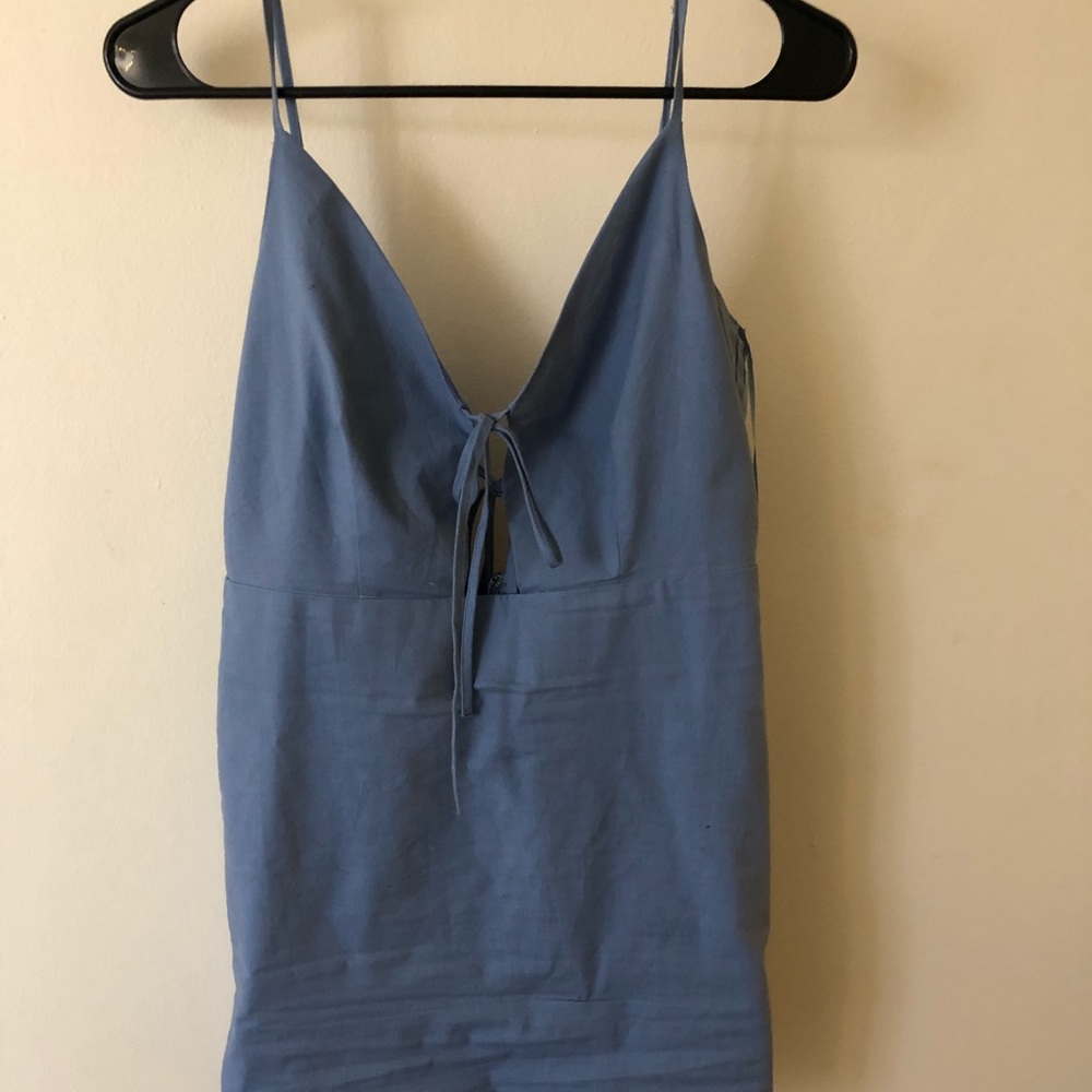 Backless blue dress